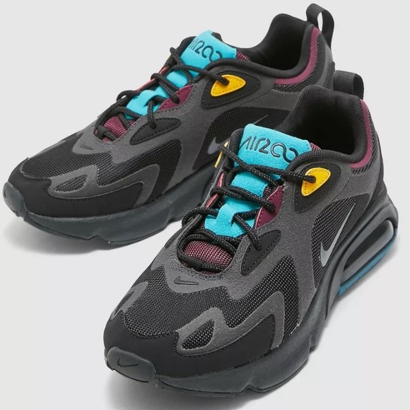 nike air max 200 black running shoes